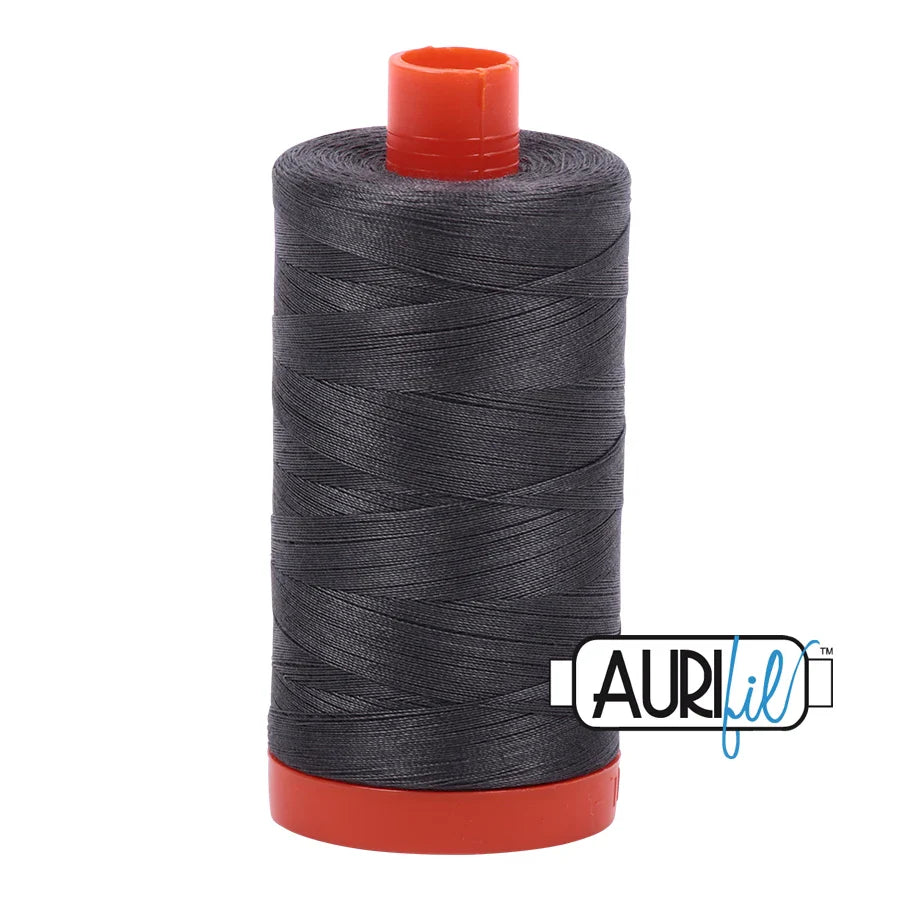 Aurifil Mako Cotton Thread Solid 50WT Cotton Single Spool 1422 yd Ideal for Machine Embroidery, Quilting and Sewing - Pewter