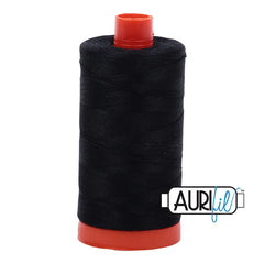 Aurifil Mako Cotton Thread Solid 50WT Cotton Single Spool 1422 yd Ideal for Machine Embroidery, Quilting and Sewing - Black