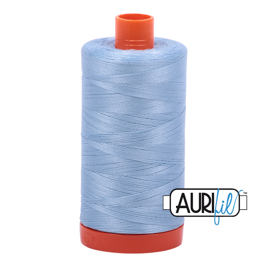 Aurifil Mako-Baumwolle, massiv, 50 WT, Robin Egg-Baumwolle, 1 große Spule – 1 x 1280 m, ideal für Maschinenstickerei, Quilten und Nähen
