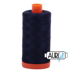 Aurifil Mako Cotton Thread Solid 50WT Cotton Single Spool 1422 yd Ideal for Machine Embroidery, Quilting and Sewing - Dark Navy