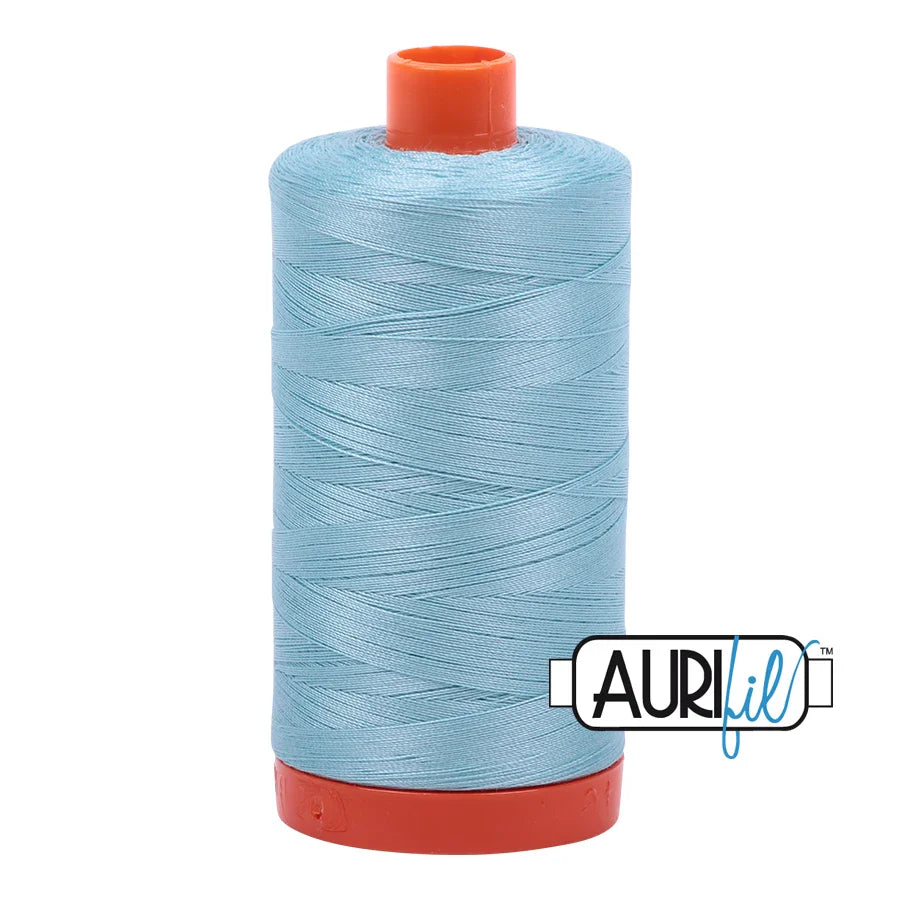 Aurifil Mako Cotton Thread Solid 50WT Cotton Single Spool 1422 yd Ideal for Machine Embroidery, Quilting and Sewing - Light Grey Turquoise