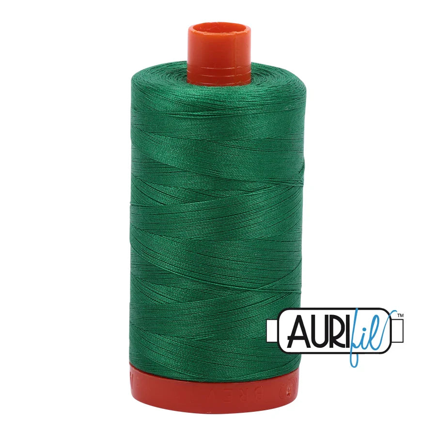 Aurifil Mako Cotton Thread Solid 50WT Cotton Single Spool 1422 yd Ideal for Machine Embroidery, Quilting and Sewing - Green