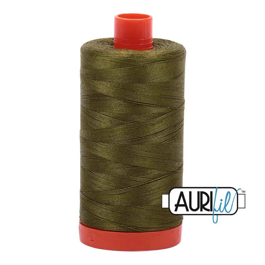 Aurifil Mako Cotton Thread Solid 50WT Cotton Single Spool 1422 yd Ideal for Machine Embroidery, Quilting and Sewing - Dark Olive