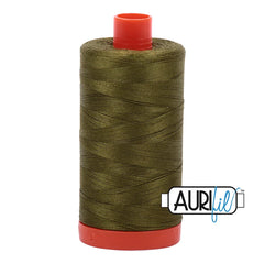 Aurifil Mako Cotton Thread Solid 50WT Cotton Single Spool 1422 yd Ideal for Machine Embroidery, Quilting and Sewing - Dark Olive