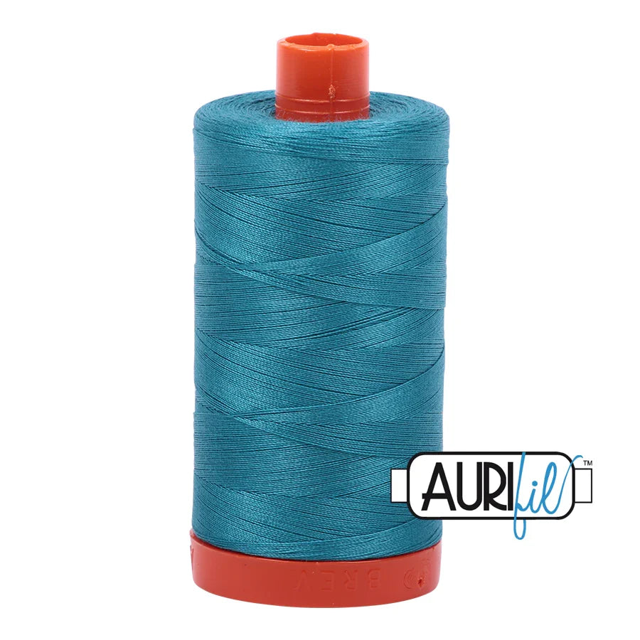 Aurifil Mako Cotton Thread Solid 50WT Cotton Single Spool 1422 yd Ideal for Machine Embroidery, Quilting and Sewing - Dark Turquoise