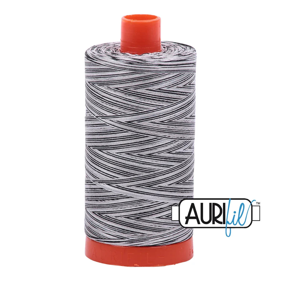 Aurifil Mako Cotton Thread Solid 50WT Cotton Single Spool 1422 yd Ideal for Machine Embroidery, Quilting and Sewing - Gray/White