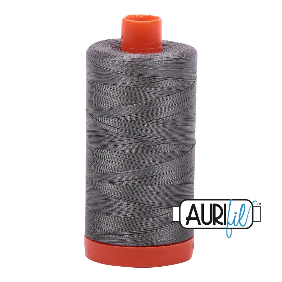 Aurifil Mako Cotton Thread Solid 50WT Cotton Single Spool 1422 yd Ideal for Machine Embroidery, Quilting and Sewing - Grey Smoke