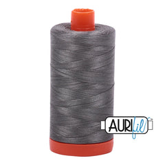 Aurifil Mako Cotton Thread Solid 50WT Cotton Single Spool 1422 yd Ideal for Machine Embroidery, Quilting and Sewing - Grey Smoke