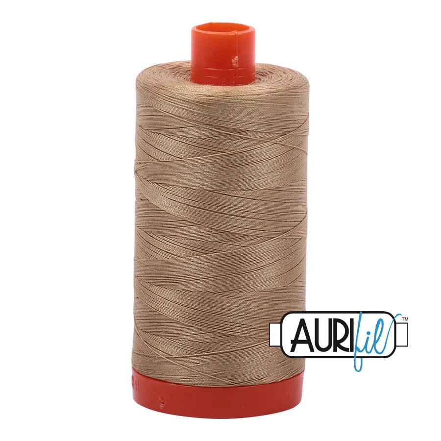Aurifil Mako Cotton Thread Solid 50WT Cotton Single Spool 1422 yd Ideal for Machine Embroidery, Quilting and Sewing - Blond Beige