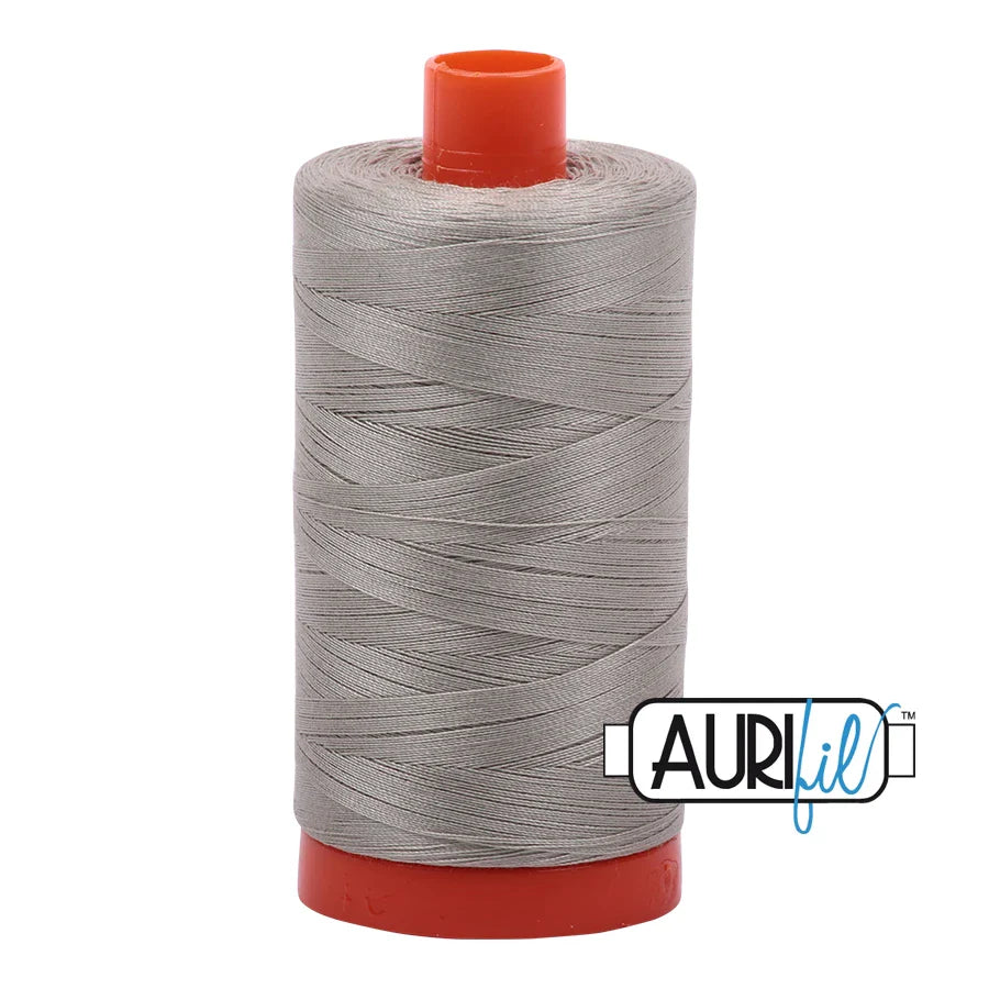 Aurifil Mako Cotton Thread Solid 50WT Cotton Single Spool 1422 yd Ideal for Machine Embroidery, Quilting and Sewing - Light Grey