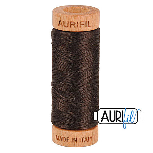 Aurifil Cotton Mako 80wt Thread 306 Yards for Sewing - Very Dark Bark #1130