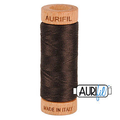 Aurifil Cotton Mako 80wt Thread 306 Yards for Sewing - Very Dark Bark #1130