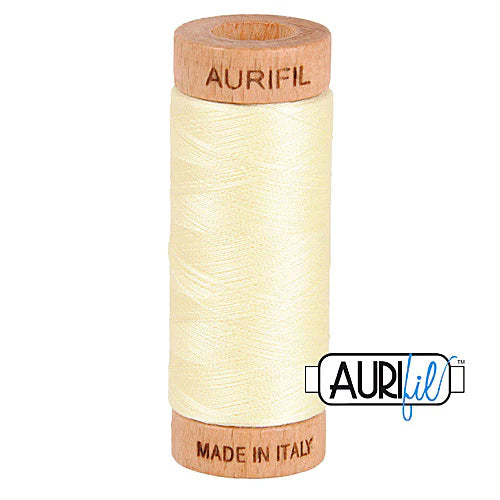Aurifil Cotton Mako 80wt Thread 306 Yards for Sewing - Light Lemon #2110