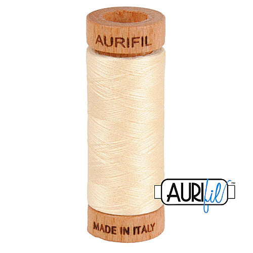 Aurifil Cotton Mako 80wt Thread 306 Yards for Sewing - Butter #2123