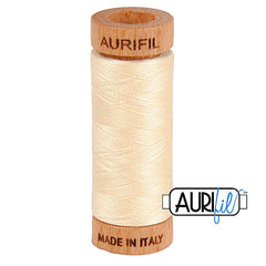 Aurifil Cotton Mako 80wt Thread 306 Yards for Sewing - Butter #2123