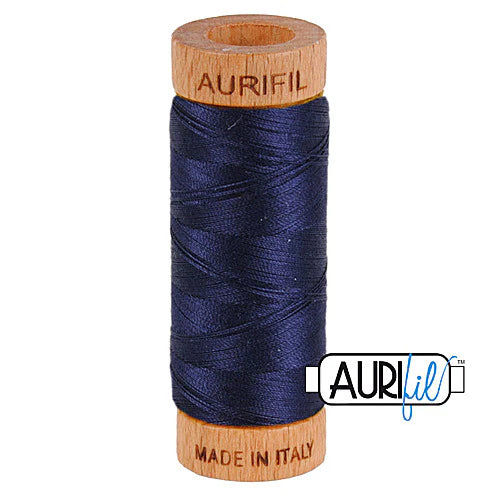 Aurifil Cotton Mako 80wt Thread 306 Yards for Sewing - Very Dark Navy #2785