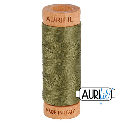 Aurifil Cotton Mako 80wt Thread 306 Yards for Sewing - Army Green #2905
