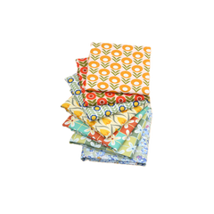 CraftsFabrics Lot de 7 tissus vintage Wildflower Wonders style rétro années 70 100 % coton 50 x 40 cm de large pour quilting, scrapbooking et patchwork