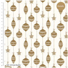 Metallic Baubles–Premium Cotton Christmas Printed Fabric-100% Cotton - By Meter, Half Meter, Long Quarter or Fat Quarters