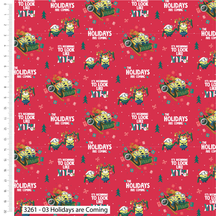 CraftsFabrics Loose Fabric Minions Christmas - Cotton Fabric