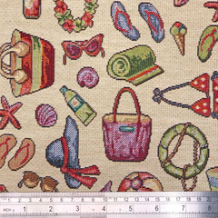 Crafty By Chatham Glyn On The Beach 80% Cotton 20% Polyester 140cm Wide Crafty Cottons Digitally Printed Fabric For Crafting, Sewing, Dressmaking, Home Décor