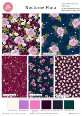 Nocturne Flora Floral Patterns 5Pcs 45cm x 55cm Wide Fat Quarter Bundle for Crafting, Home Decor and Dress Making