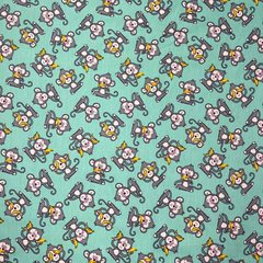 Crafty by Chatham Glyn Mint Monkeys 100% Cotton 112cm/44" Wide Digitally Printed Fabric  for Quilting, Sewing, Dressmaking, Home Decor