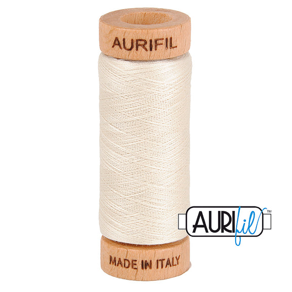 Aurifil Cotton Mako 80wt Thread 306 Yards for Sewing - Silver White #2309