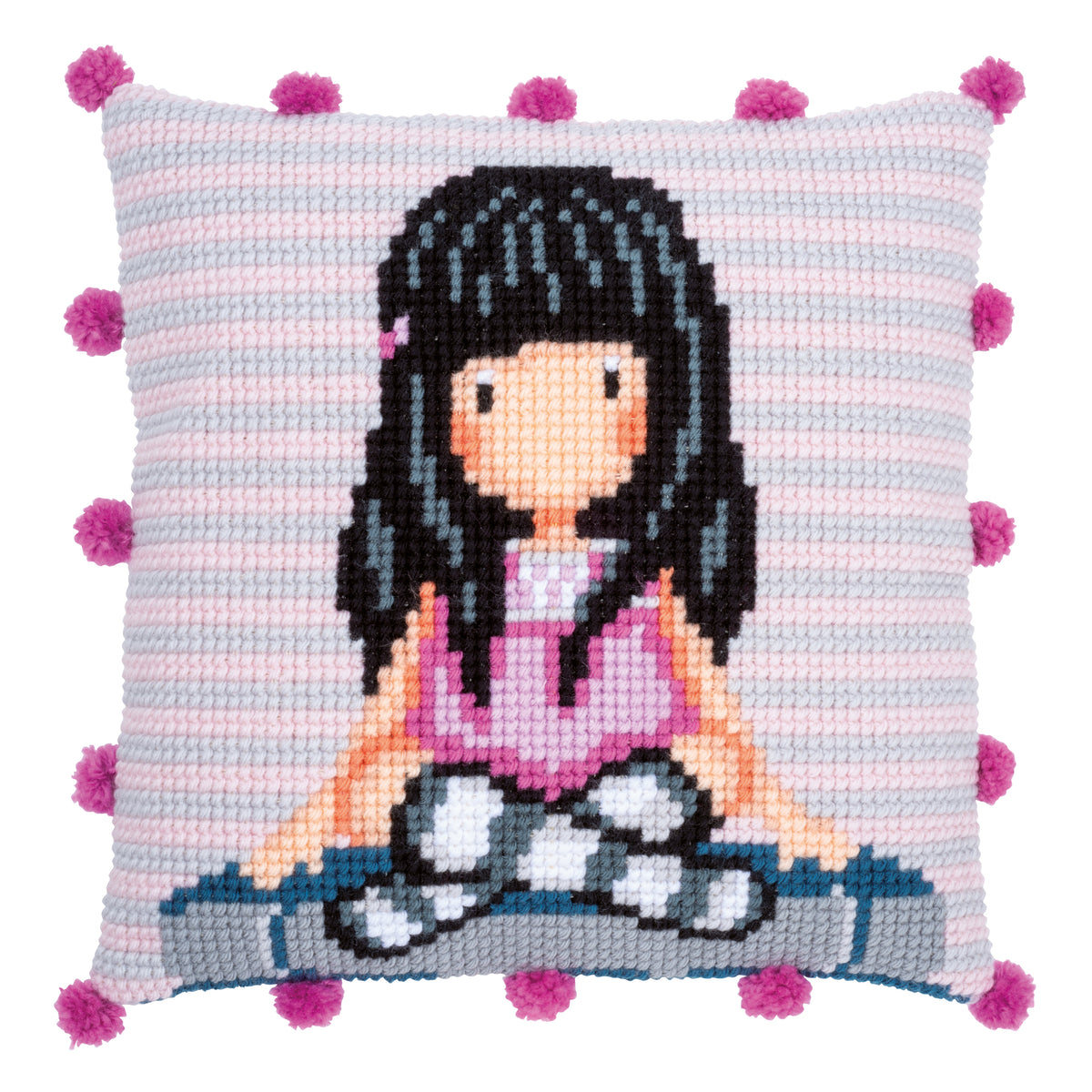 CraftsFabrics Cushion Kit Latch Hook Kit-  Handmade Needle Crochet Yarn Kits