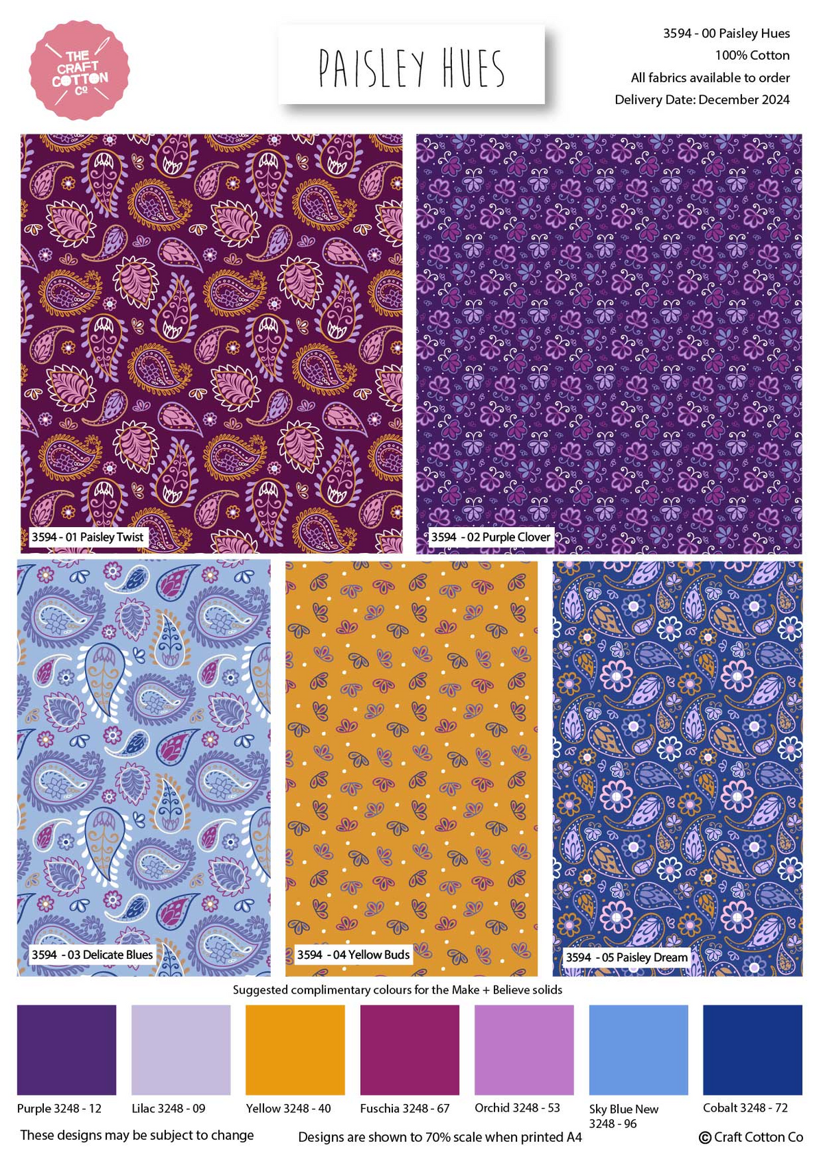 The Craft Cotton Co. Small Paisley & Geometric Hues Fabric 100% Cotton Prints 45x55cm Wide 5Pcs Fat Quarter Bundle for Quilting, Patchwork, Sewing, Home Decor