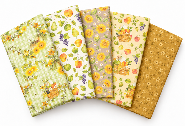 Picked with Love Pumpkin Wreath 100% Cotton 5Pcs Fat Quarter Bundle