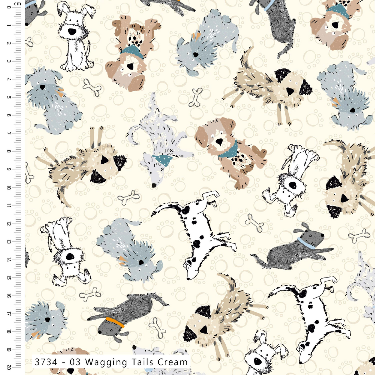 Ruff and Tumble by Susan Wheeler 100% Cotton 112cm Wide Printed Fabric for Crafting, Quilting, Children’s Projects, Pet Accessories