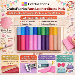 CraftsFabrics Faux Leather Sheets Pack – Litchi Grain PU Fabric