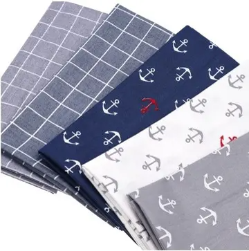 Geometric Anchor Pattern 100% Cotton 5Pcs Fat Quarter Bundle 50x40cm Wide Ideal For Crafting, Home Décor, Kid's Craft