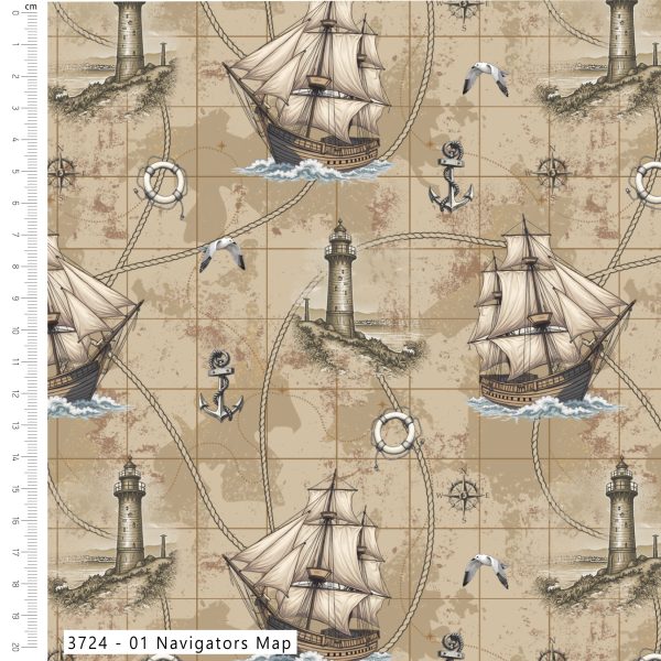Make + Believe Loose Fabric Sail Across the Sea- Cotton Fabric
