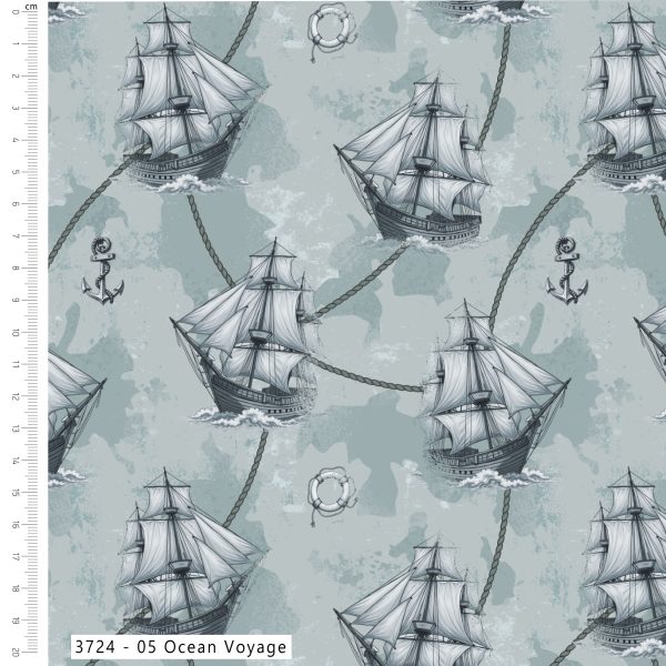 Sail Across the Sea By Make + Believe 100% Cotton Digitally Printed Fabric for Quilting, Arts, Crafts, DIY Projects