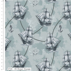 Sail Across the Sea By Make + Believe 100% Cotton Digitally Printed Fabric for Quilting, Arts, Crafts, DIY Projects