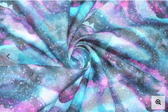 Little Johnny Abstract Water Color Galaxy, Digitally Printed Cotton Fabric, Blue