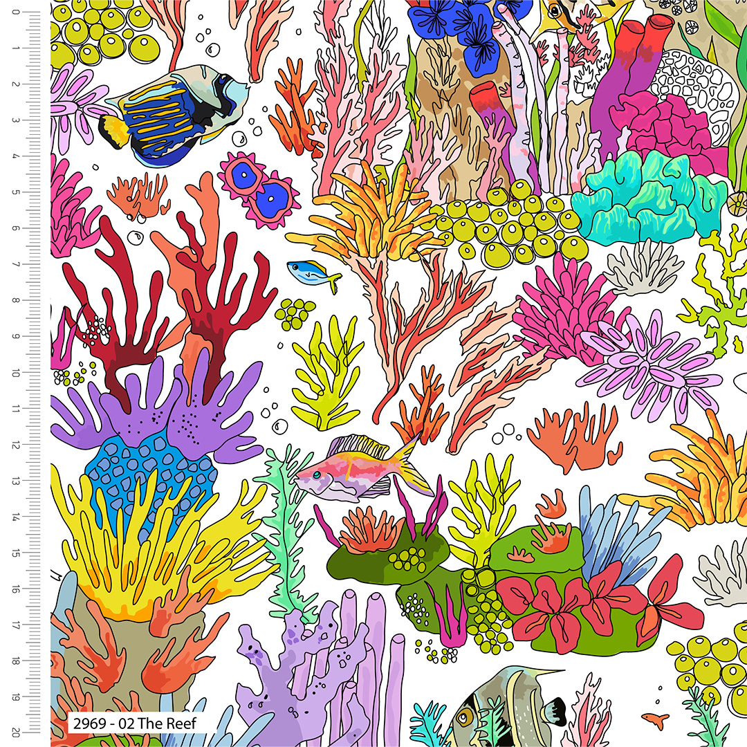 Tissus Make + Believe 100% coton 110 cm de large Mer en couleur The Crafty Lass Coton biologique Imprimés pour l'artisanat, la décoration de table, la couture