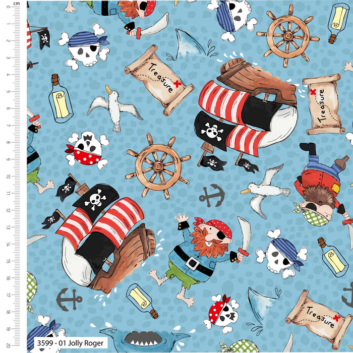 The Craft Cotton Co. Loose Fabric The Craft Cotton Co. Ship Ahoy 100% Cotton Digitally Printed 110cm Wide Cotton Fabric