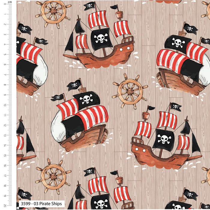 The Craft Cotton Co. Loose Fabric The Craft Cotton Co. Ship Ahoy 100% Cotton Digitally Printed 110cm Wide Cotton Fabric