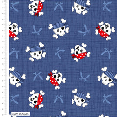 The Craft Cotton Co. Ship Ahoy 100% Cotton 45cmx55cm Wide 5Pcs Fat Quarter Bundle for Crafting, Sewing, Patchwork, Quilting