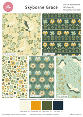 Tissu imprimé numériquement « The Sky Above Sage » de Craft Cotton Co., 100 % coton, 110 cm de large, pour loisirs créatifs, matelassage, décoration d'intérieur et loisirs créatifs pour enfants.