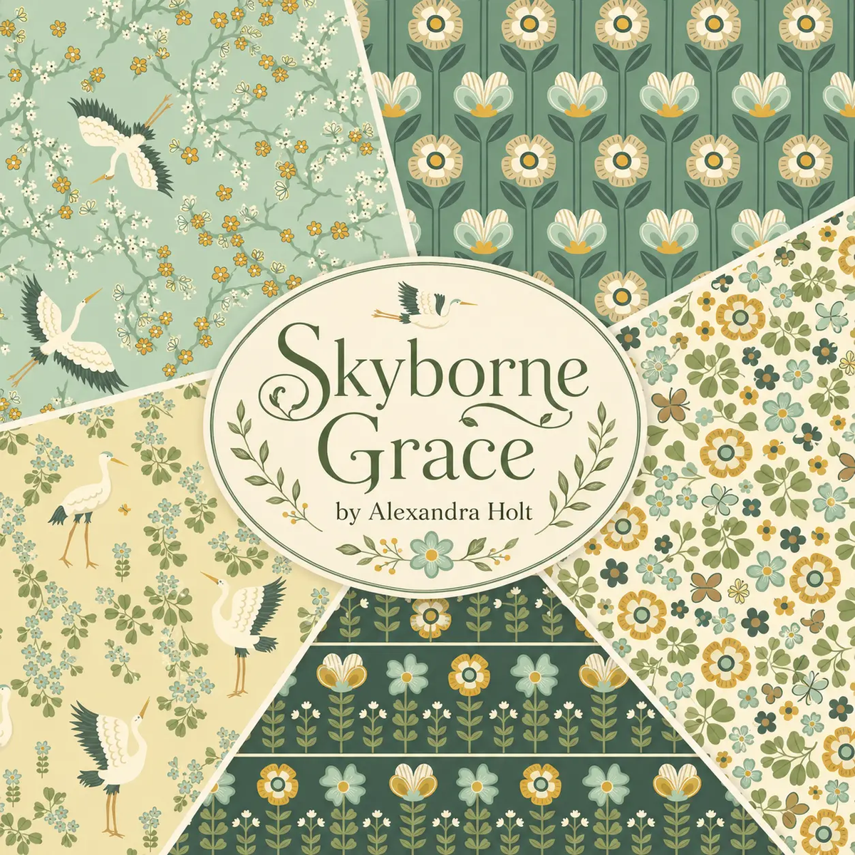 Tissu imprimé numériquement « The Sky Above Sage » de Craft Cotton Co., 100 % coton, 110 cm de large, pour loisirs créatifs, matelassage, décoration d'intérieur et loisirs créatifs pour enfants.