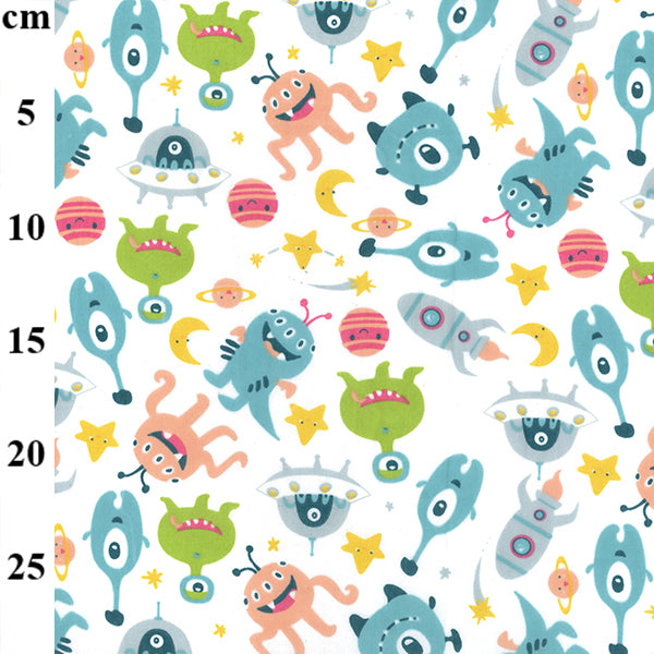 Children's Fabric Monsters Aliens in Space 80% Polyester 20% Cotton (TC0050)