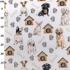 Rose & Hubble Dog Paws White Polycotton Fabric