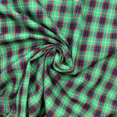 Crafty By Chatham Glyn 100% Green Brushed Cotton Tartan 140cm Wide Crafty Cottons Fabric For Crafting, Sewing, Dressmaking, Home Décor