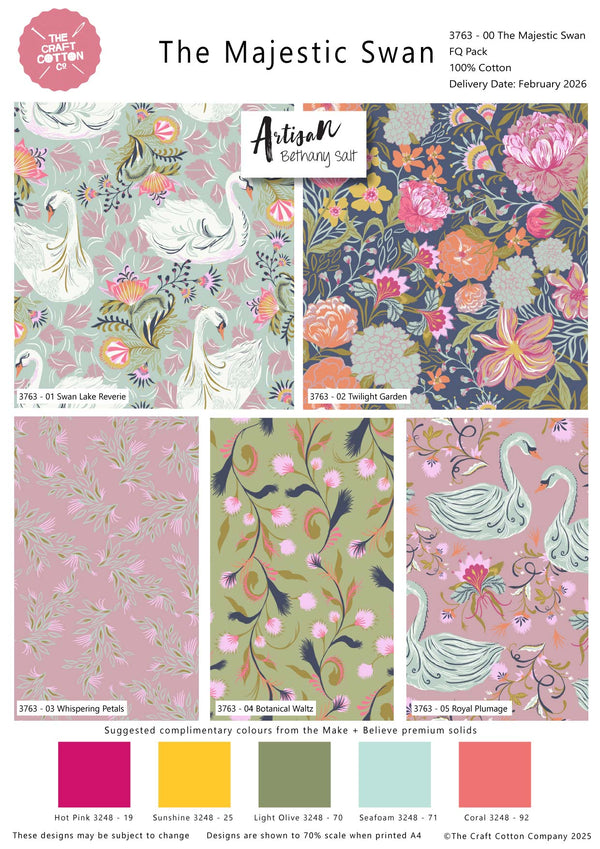The Craft Cotton Co. The Majestic Swan – Bethany Salt Fat Quarter Bundle