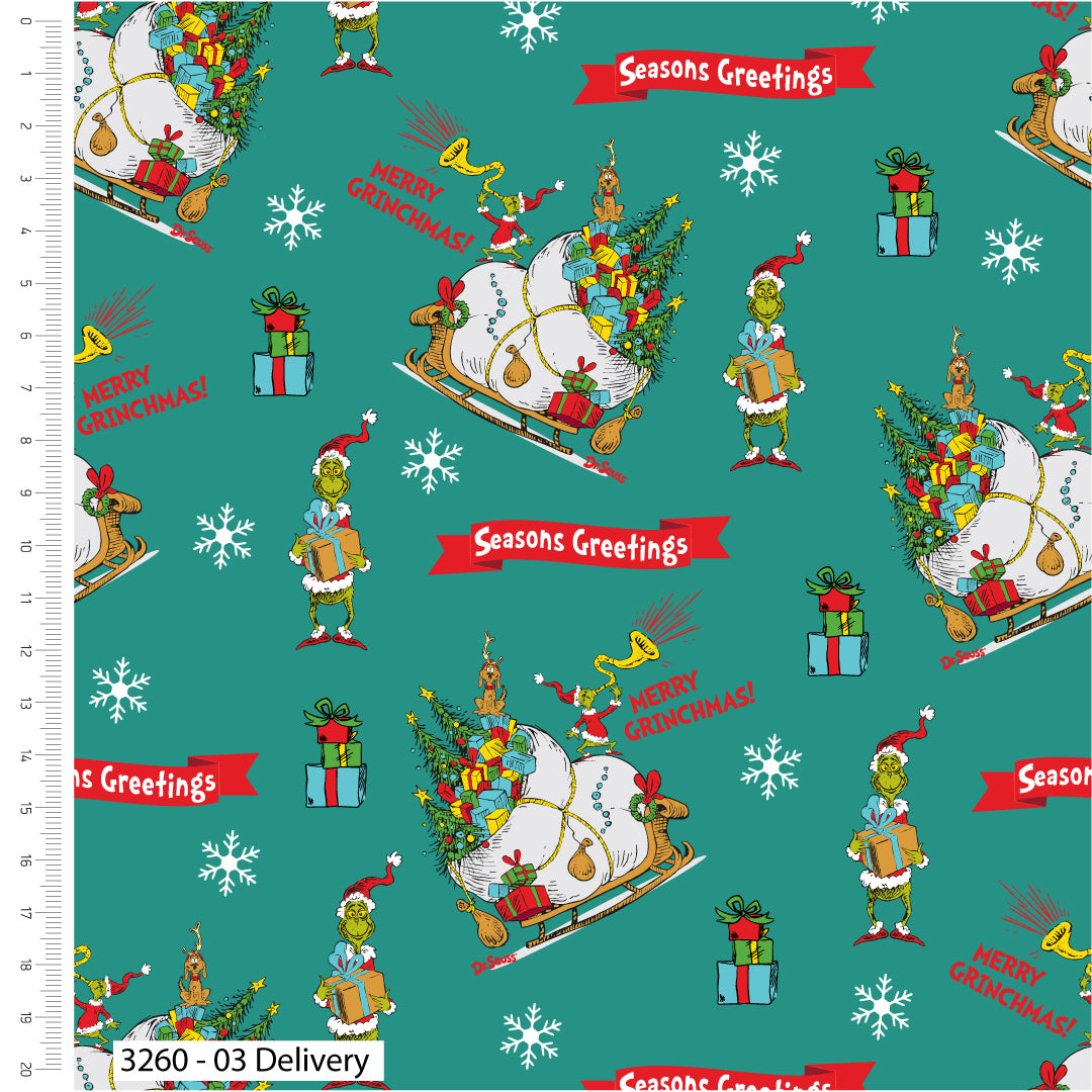 The Grinch Bright & Bold – Dr Seuss 100% Cotton 110cm Wide Christmas Fabric for Sewing, Crafting, Dressmaking, Patchwork