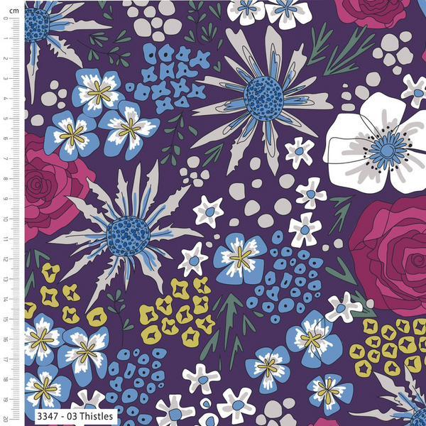 Craft Cotton Company 100% Premium Cotton The Crafty Lass Midnight Meadows Fabric Range Prints 110cm Wide Digitally Printed Cotton Fabric